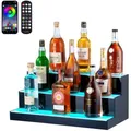 Produktbild: VEVOR Barregal Weinregal, LED-beleuchtetes Hausbarregal mit RF-Fernbedienung und App-Steuerung, 3 stufiges Getränkebeleuchtungsregal aus Acryl, 600 x 300 x 250 mm kommerzielle Weinflaschenständer
