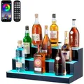 Produktbild: Barregal Weinregal, LED-beleuchtetes Hausbarregal mit RF-Fernbedienung und App-Steuerung, 3 stufiges Getränkebeleuchtungsregal aus Acryl, 600 x 300 x