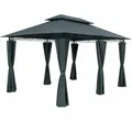 Produktbild: Pavillon 3x4m Gartenzelt Garten Seitenteile Metall Wasserabweisend Topas Anthrazit - Casaria