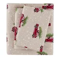 Produktbild: WOOLRICH Baumwoll-Bettwäsche-Set, Cottage-Charms-Druck, 100% Baumwoll-Flanell-Bettwäsche-Set, warm und flauschig, Queen-Size-Bettlaken, Spannbetttuch für bis zu 35,6 cm Matratze, Queen-Size-Autos,