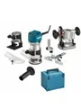 Produktbild: Makita Oberfräse RT0702CX2J, Multifunktionsfräse 710 W, RT0702CX2J, 6/8 mm im MAKPAC 4 + Zubehör