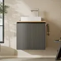 Produktbild: Planetmöbel Badmöbel Set Waschtisch mit Unterschrank 56 x 55 x 30 cm Anthrazit, Waschtischunterschrank mit Waschbecken für Badezimmer, Gäste WC & Bad