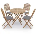 Produktbild: Vidaxl 5 Piece Folding Outdoor Dining Set With Cushions Bamboo