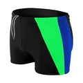 Produktbild: Aquarti Herren Badehose Kurz mit Seitlichem Streifen, Farbe: Schwarz/Kornblumenblau/Grün, Größe: M