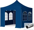 Produktbild: TOOLPORT 3x3m Aluminium Faltpavillon, inkl. 4 Seitenteile, dunkelblau