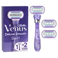 Produktbild: Gillette Venus Deluxe Smooth Swirl Rasierer Damen, Damenrasierer + 3 Rasierklingen mit 5-fach Klinge, Geschenk für Frauen