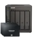 Produktbild: QNAP TS-453E-8G 4TB 870 EVO SSD Bundle NAS inkl. 4x 1TB 870 EVO 2,5 Zoll SATA SSD BDL_TS-453E-8G-MZ-77E1T0B/EUX4