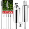 Produktbild: GARDEBRUK® Gartenfackel Öl 330ml Edelstahl Rostfrei Silber 115cm Hoch Ölfackeln Fackel Ölfackel Fackeln Garten Beleuchtung 6er Set