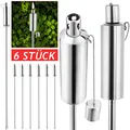 Produktbild: Gardebruk Gartenfackeln für Draußen Öl 6er Set 330ml Edelstahl Metall Wetterfest 115cm Groß Outdoor Ölfackeln Docht Nachfüllbar Feuer Fackeln Boden