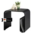 Produktbild: eluno Acryl Beistelltisch mit Magazinhalter 2in1, moderner Acryltisch ideal für Wohnzimmer und Schlafzimmer, mit integrierter Zeitschriftenablage und Vier rutschfesten Füßen, schwarz-matt