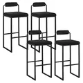 Produktbild: WOLTU 4X Barhocker mit Fußstütze, Hochstuhl mit Rückenlehne, Samt Polsterhocker aus Metall, ergonomischer Hocker, Schwarz BH343sz-4