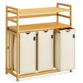 Produktbild: AdelDream Wäschekorb 150 l 3 Fächer 2 Regale ausziehbarer und abnehmbarer Wäs...