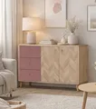 Produktbild: Schildmeyer Visby Sideboard 160935 Eiche hell Dekor/Mauve/Fischgräten Dekor, 109 x 33 x 73,9 cm