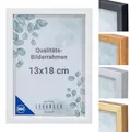Produktbild: levandeo Bilderrahmen Echtholz Made in EU 13x18 Weiß mit Glasscheibe Portrait Fotorahmen Holz Kiefernholz Picture Frame