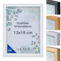 Produktbild: Levandeo® Bilderrahmen, Bilderrahmen Echtholz Made in EU 13x18 Weiß Glasscheibe Fotorahmen