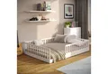 Produktbild: CADANI Kinderbett Timi Bodenbett bis 200 kg belastbar mit abnehmbarem Rausfallschutz (140x200 cm, Montessori Kinder- & Jugendbett aus Kiefer Massivholz), inkl. stabilem Roll-Lattenrost, Weiß