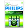 Produktbild: Philips Rechargeables Akku R03B4A70/10, Wiederaufladbarer Akku, AAA, Nickel-Metallhydrid (NiMH), 1,2 V, 700 mAh, Cd (cadmium), Hg (Quecksilber)