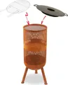 Produktbild: BonFeu Bonves Ø 34cm Rost - Feuerkorb für den Garten - Feuertonne & Feuerstelle - Feuerschale Feuerkorb aus Stahl - Mit Grillrost & Schürhaken zum Kochen - Feuerkorb mit Grillrost Hochwertig