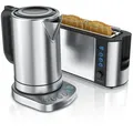 Produktbild: Arendo Frühstücks-Set in Edelstahl Design - Wasserkocher mit Temperaturauswahl & Toaster
