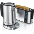 Produktbild: Frühstücks-Set in Edelstahl Design - Wasserkocher mit Temperaturauswahl & Toaster - Arendo