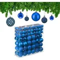 Produktbild: Relaxdays - Weihnachtskugeln im 150er Set, glitzernde, matte & glänzende Christbaumkugeln, Kunststoff, ∅ 3, 4 & 6 cm, blau