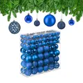 Produktbild: Relaxdays Weihnachtskugeln im 150er Set, glitzernde, Matte & glänzende Christbaumkugeln, Kunststoff, ∅ 3, 4 & 6 cm, blau