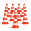 Produktbild: alldoro 60093 Pylonen 12er-Set für Kinder, Verkehrshütchen orange-weiß, 18 cm hoch, stapelbare Leitkegel für Slalom, Sport & Freizeit