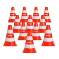 Produktbild: 12 Pylonen | Warnkegel orange-weiß | stapelbare Leitkegel | je 18 x 13 x 13 cm