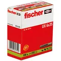 Produktbild: fischer Universaldübel UX 6 x 35, Schachtel mit 100 Nylondübeln, Allzweckdübel ohne Rand, für optimalen Halt bei Befestigungen in Beton, Gipskarton, Kalksand-Lochstein uvm., Standard