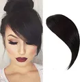 Produktbild: Luftseitiges Pony Clip In 100% Echthaar Pony Gerader Seitenknall Fransen Bang Haarverlängerungen(Naturschwarz)
