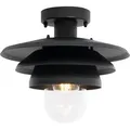 Produktbild: Qazqa Design außen Deckenleuchte, Deckenlampe für den Garten - Morty - Schwarz, max. 40W, Geeignet für LED, 28.5cm, IP44, Rund - Schwarz