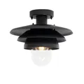 Produktbild: Qazqa - Design Design-Außen-Deckenleuchte I Deckenlampe I Lampe I Leuchte schwarz IP44 - Morty I Außenbeleuchtung - Stahl Rund - LED geeignet E27