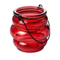 Produktbild: Glaslaterne mit Henkel 8cm. Teelichthalter Windlicht Kerzenhalter Kerzenglas (Burgund)
