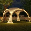 Produktbild: LED Event Pavillon XXL DomeShelter 450cm Garten inkl. Solarmodul Designer Gartenzelt Camping Partyzelt mit Beleuchtung - anthrazit - Grau
