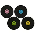 Produktbild: 4er Set Tischset Vinyl Schallplatte Ø 39 cm Platzmatte Rund Platzsets Tischmatte