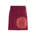 Produktbild: Vishes kurzer Damen-Rock mit Mandalas in dunkelrot I Größe L (40-42) I Handgefertigt aus 100% Baumwolle I Mit Taschen I Ideal für warme & kalte Monate I Nachhaltige Alternative Bekleidung
