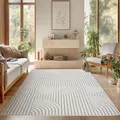 Produktbild: SIMPEX Teppich Läufer 60x110 cm Creme Boho Design Bouclé Schlingenflor Skandi Stil Superweich Pflegeleicht Moderner Flurteppich für Eingangsbereich Schlafzimmer Küche