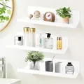 Produktbild: 3er Set Wandregal Weiß Acryl Selbstklebend 30cm Badezimmer Regal