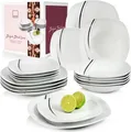Produktbild: SÄNGER Porzellan Geschirrset Bilgola Black Lines, Tafelservice 18 teilig für 6 Personen