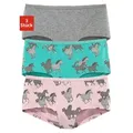 Produktbild: Panty PETITE FLEUR, Mädchen, Gr. 122/128, 3 Stk., bunt (grau, meliert, rosé, türkis), Jersey, Obermaterial: 95% Baumwolle, 5% Elasthan. Spitze: 86% Polyamid, 14% Elasthan, bedruckt, unifarben, körpernah, Unterhosen Panty, mit Pferde-Druck