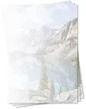 Produktbild: LYSCO® Motivpapier Briefpapier (Berge-5164, DIN A4, 100 Blatt) - Gebirgssee umgeben von gewaltigen Bergen, die sich in den blau-weiß umwölkten Himmel recken