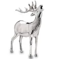 Produktbild: Hirsch Figur Aluminium XXL röhrend silbern - stehende Hirsch Dekofigur mit Geweih - Weihnachtsdeko zum Hinstellen - edle Wohndeko & Blickfang für Sideboard, Empfang oder Hotel-Lobby Höhe 42 cm