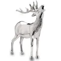 Produktbild: Große Stehende Silber Deko Hirsch Figur & Geweih - Weihnachten Wildfigur 42 cm