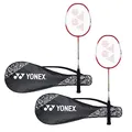 Produktbild: Yonex ZR 100 Badmintonschläger aus leichtem Aluminium-Mischgewebe mit vollständiger Abdeckung, 2 Stück (rot/rot)