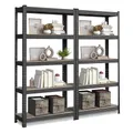 Produktbild: SONGMICS Standregal, 2er Set, Bücherregal, Lagerregal, 5 Ablagen, verstellbar, 30 x 75 x 150 cm, jeweils bis 650 kg belastbar, für Küche, Wohnzimmer, Greige-schwarz GLR030B12