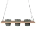 Produktbild: UNUS Kräuterbar Grün Bambus 60 x 16 cm Kräuterregal zum Aufhängen mit Drahtseil, Kräuterhalter für Küche, Balkon, Terrasse, Nachhaltiges Hängeregal für Pflanzen und Kräuter