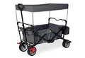 Produktbild: PINOLINO Paxi DLX Bollerwagen faltbar mit Bremse – Transportwagen mit Schutzhülle, Teleskop-Zugstange, All-Terrain PU-Reifen, Stahlachsen, 70 kg Tragkraft, Ladefläche 124×59×67 cm, anthrazit