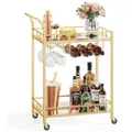 Produktbild: VASAGLE Servierwagen, 2 verspiegelte Glasablagen, Barwagen, 38 x 60 x 90 cm goldfarben 60 cm x 90 cm x 38 cm