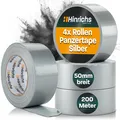Produktbild: 4x Panzerband Silber Gewebeband 50m Panzertape Silber + 1x Cuttermesser