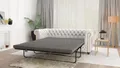 Produktbild: S-STYLE MÖBEL - Chesterfield Sofa 3 sitzer mit Schlaffunktion aus Weiß veganem Leder mit Holzfüßen - Area - B/T/H: 203 cm/86 cm/72 cm